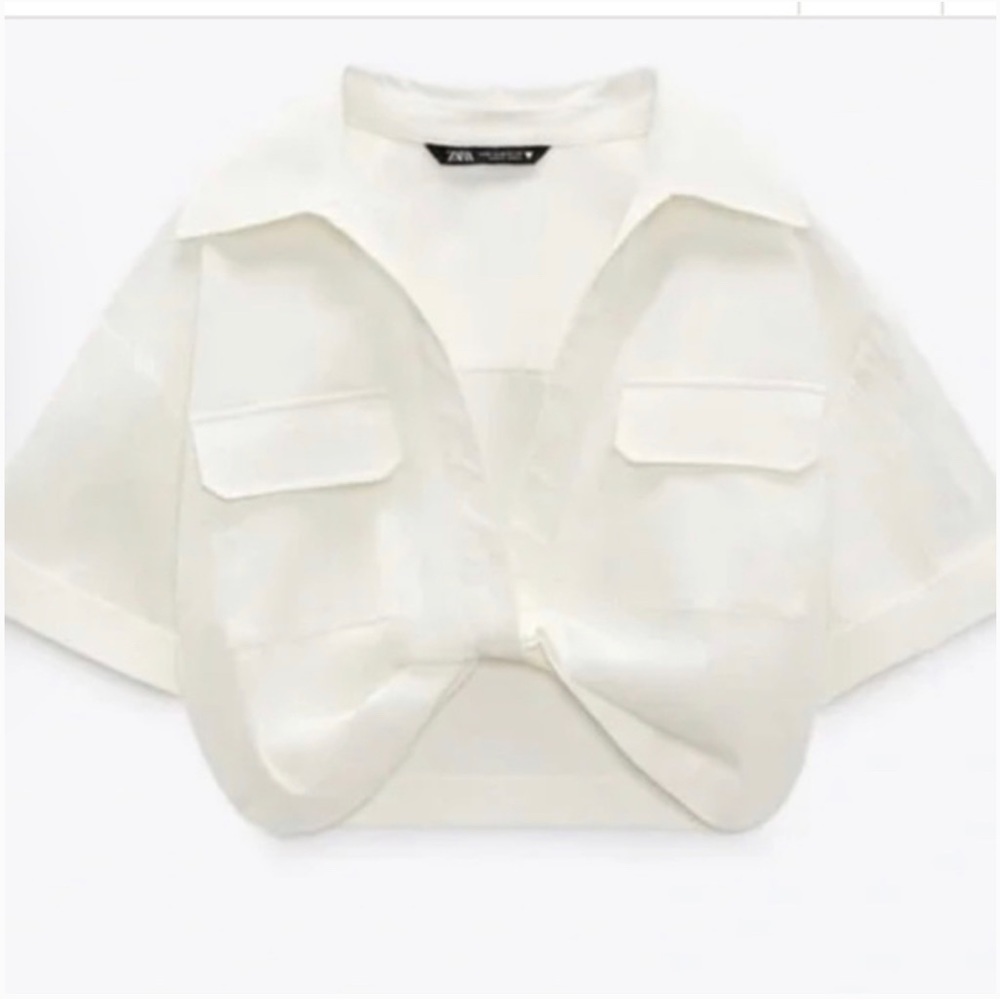NWT ZARA WOMAN ECRU CROP TOP WITH KNOT TWIST 4688/005 SIZE M